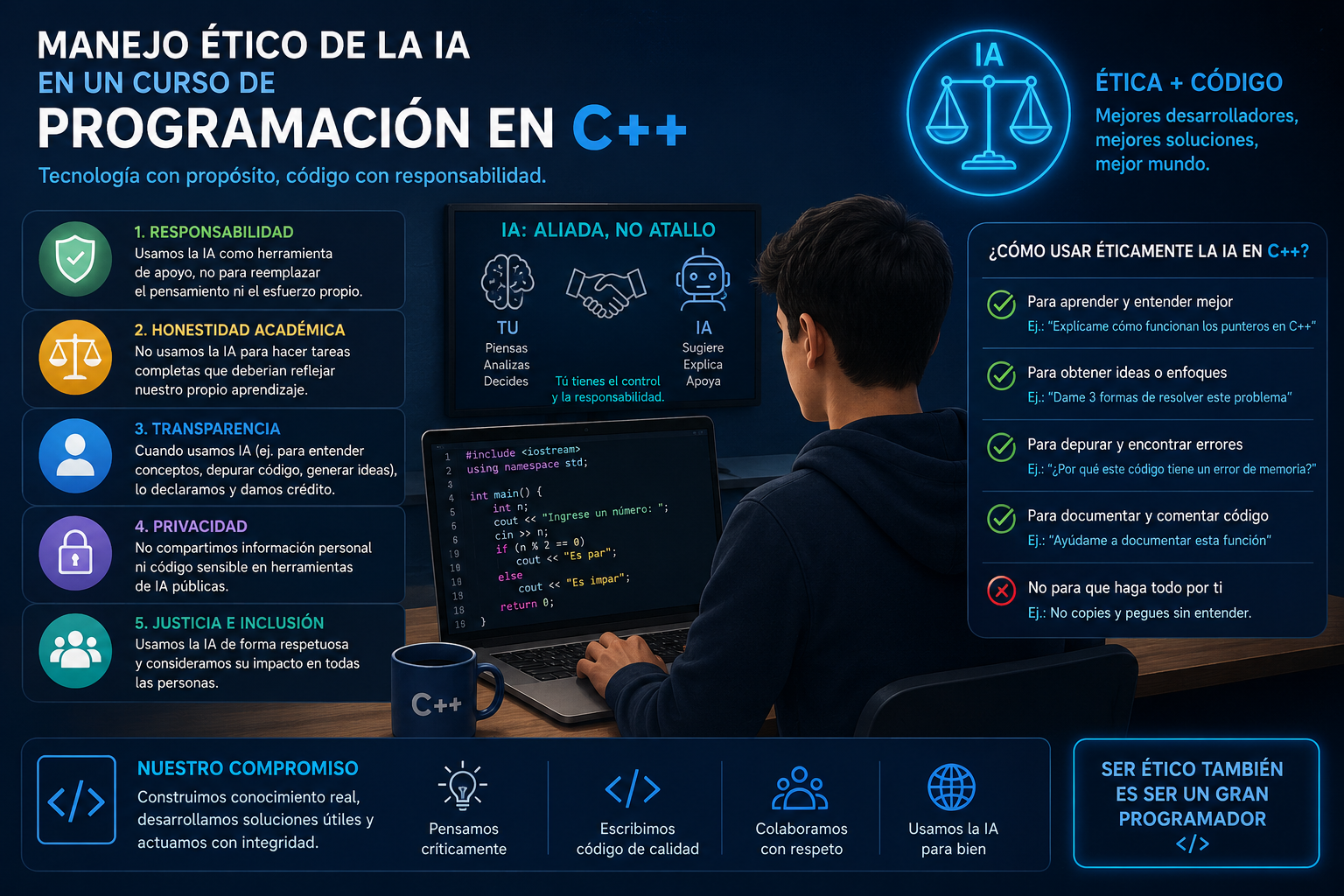 Infografía del portafolio C++ e IA ética